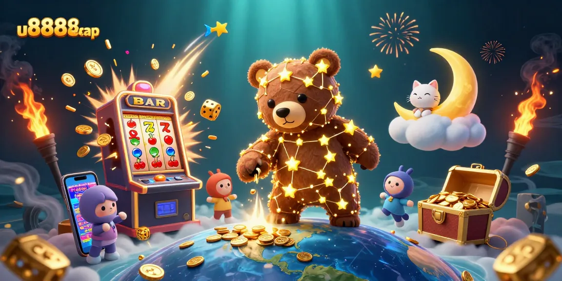 Experience thrilling gameplay with u888dangcap and its vibrant casino elements in a dynamic 3D illustration.