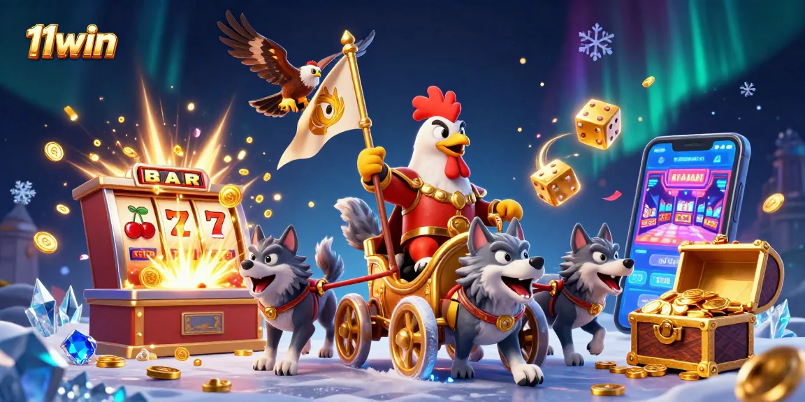 Experience excitement with the 11win rooster warlord amidst a vibrant casino scene.