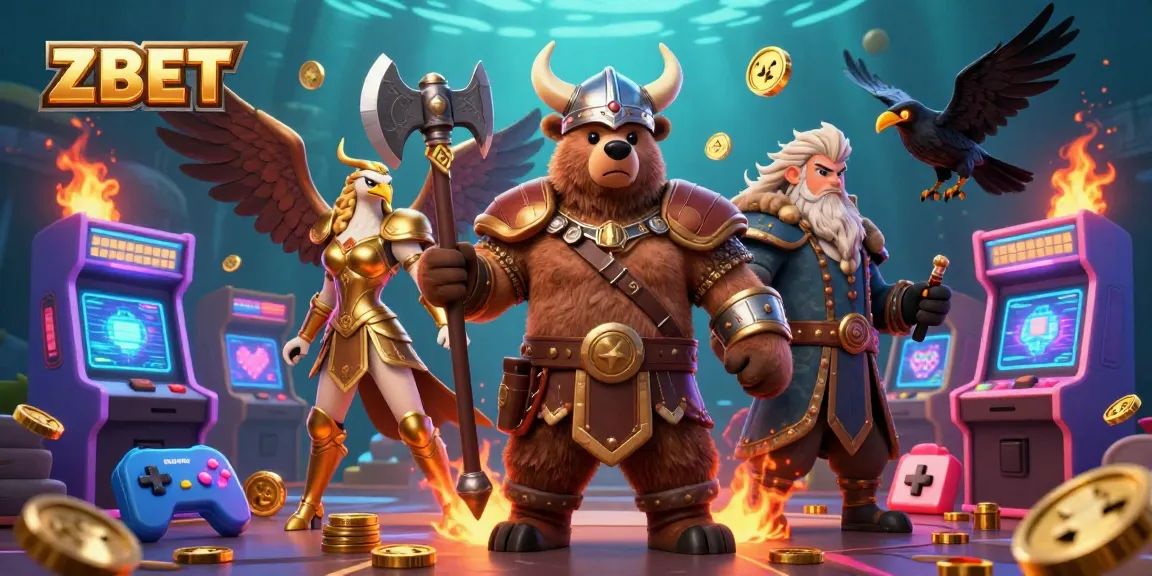 ZBET offers thrilling online gaming experiences with a Viking berserker and Valkyrie in fantasy casino setting.
