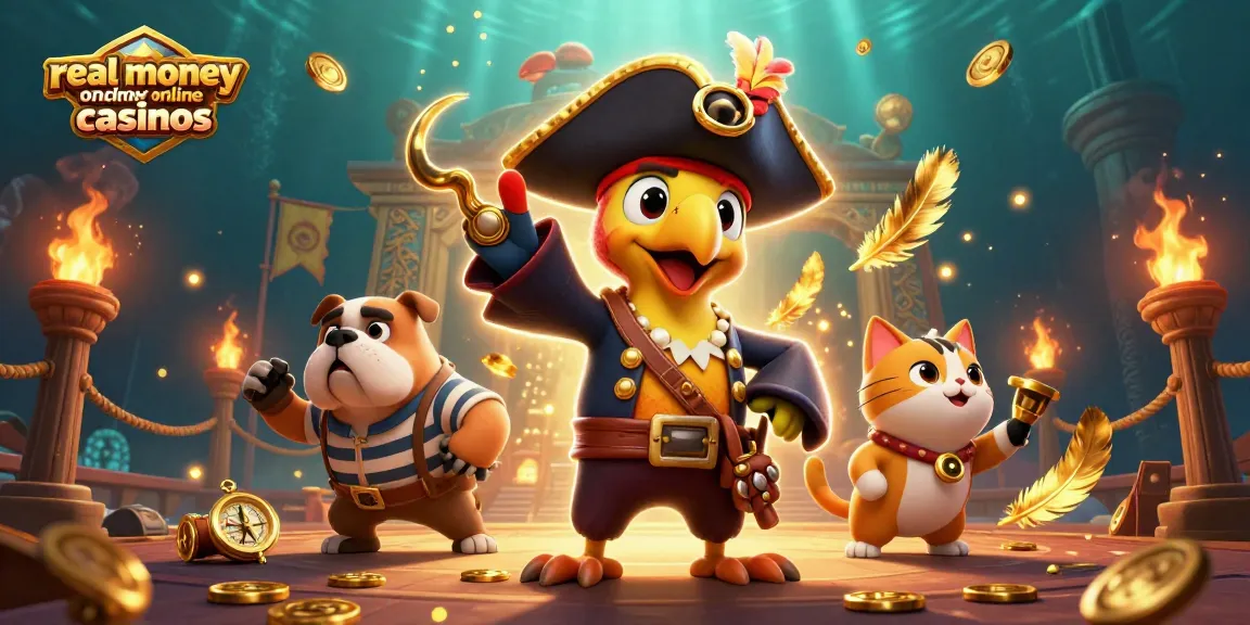 Experience thrilling action at real money online casinos with a pirate scene full of adventure.